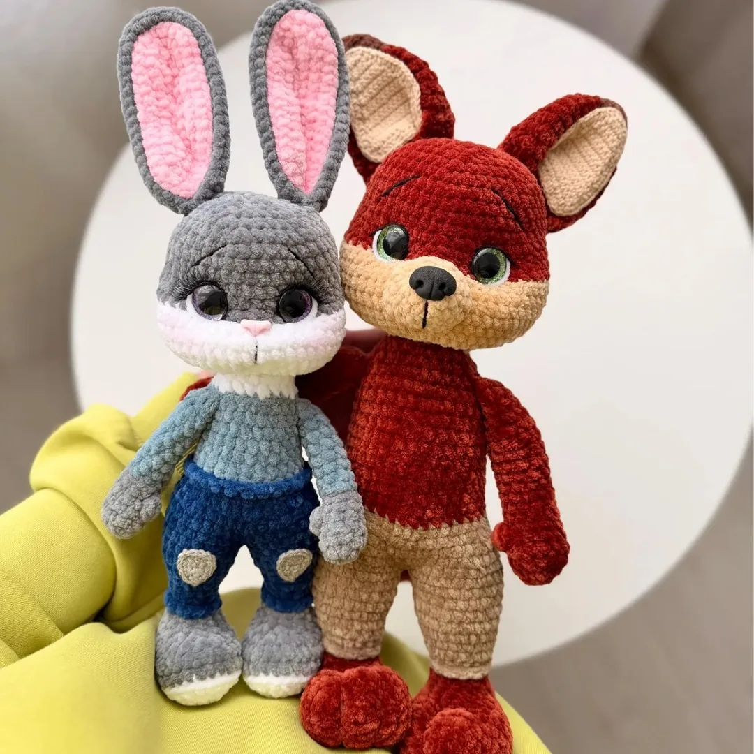 Bunny & Foxy Duo - كروشيه يدوي فاخر من متجر فيرولا