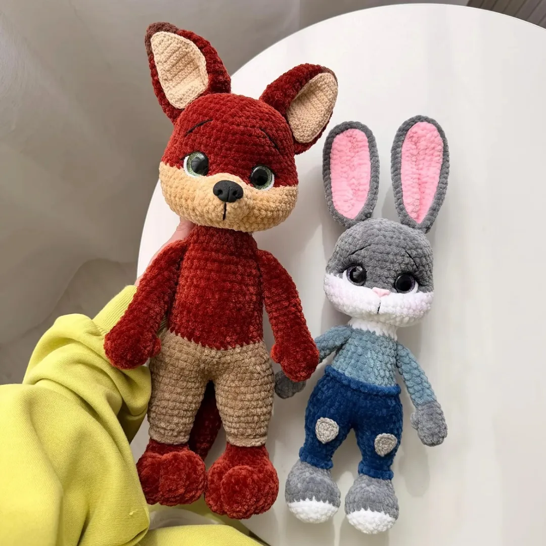 Bunny & Foxy Duo - كروشيه يدوي فاخر من متجر فيرولا