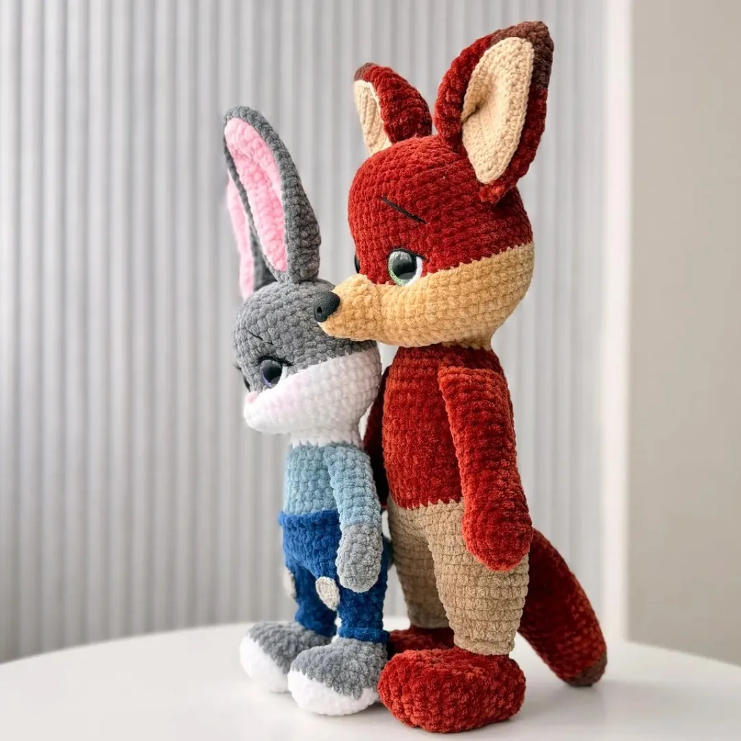 Bunny & Foxy Duo - كروشيه يدوي فاخر من متجر فيرولا