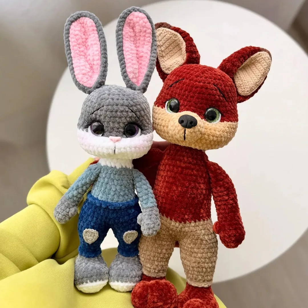 Bunny & Foxy Duo - كروشيه يدوي فاخر من متجر فيرولا