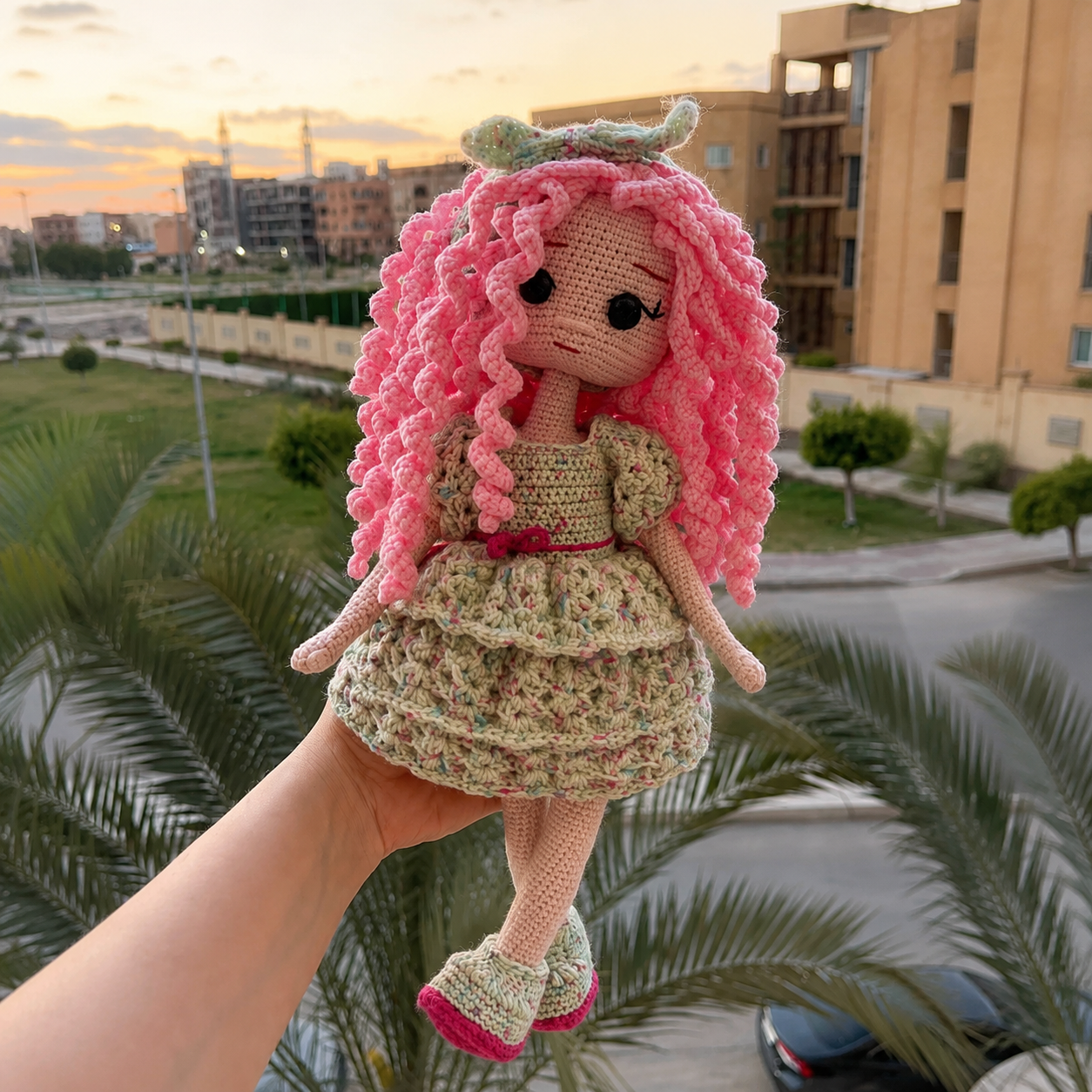Pink Curly Hair Doll