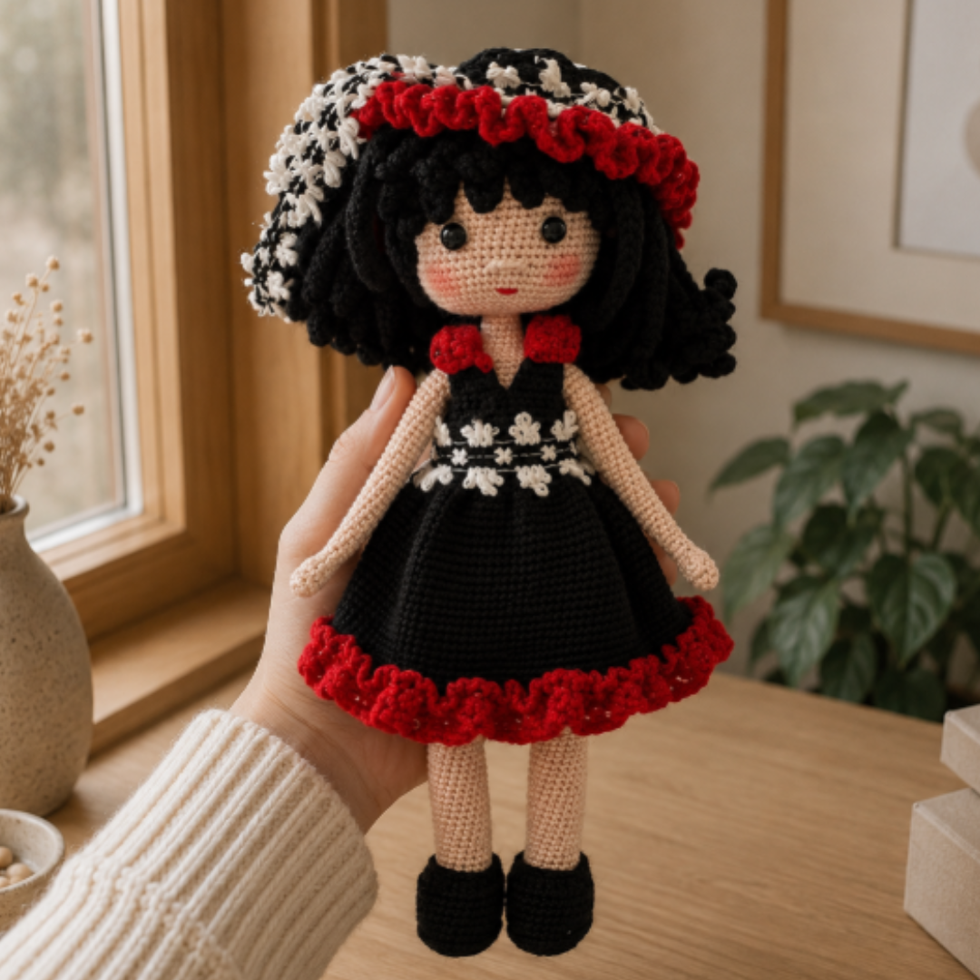 Black & Red Floral Doll